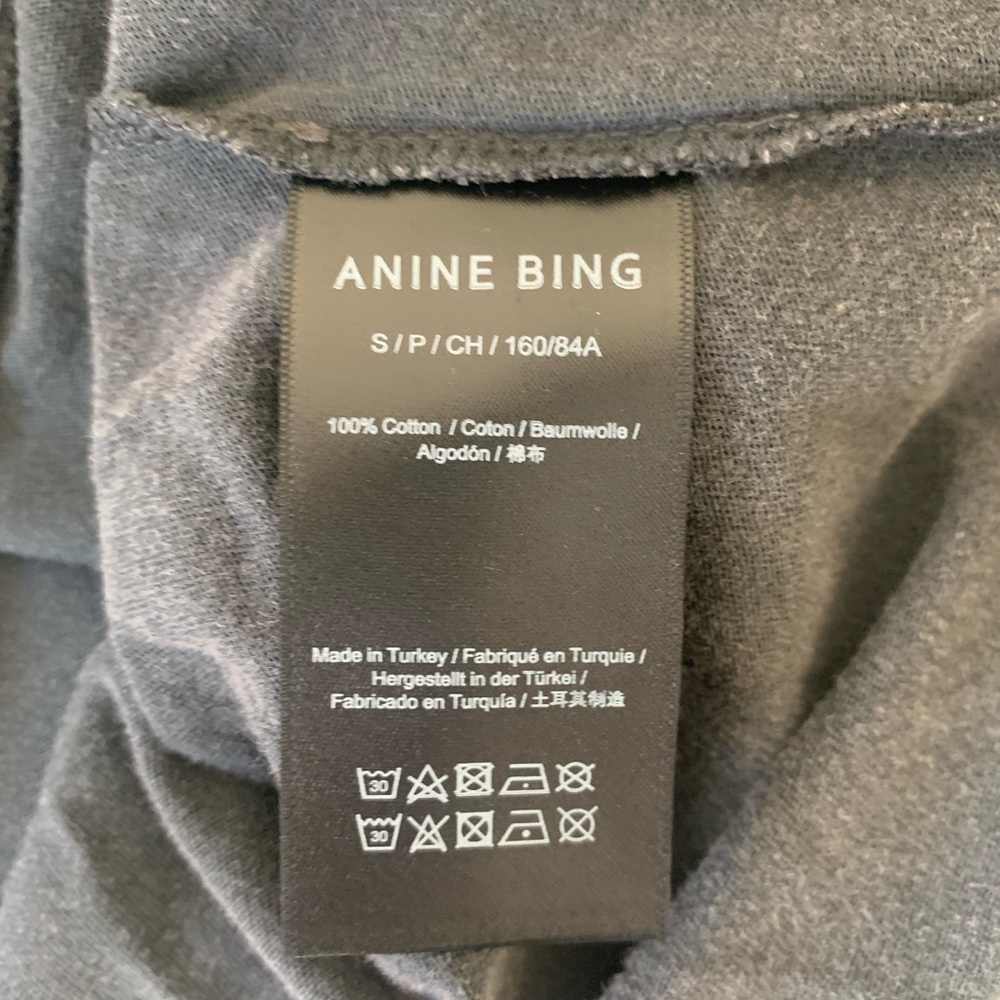 Anine Bing Charcoal Gray Short Sleeve Graphic Tee with White Leopard Motif - Picture 14 of 14